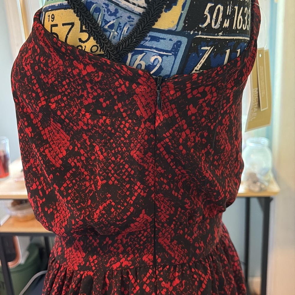 Michael Kors Red Asymmetrical Ruffled Sundress - Picture 4 of 7